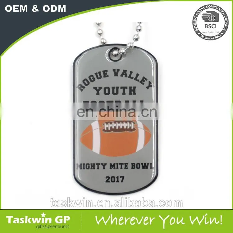 Custom football dog tag with epoxy from China manufacturer