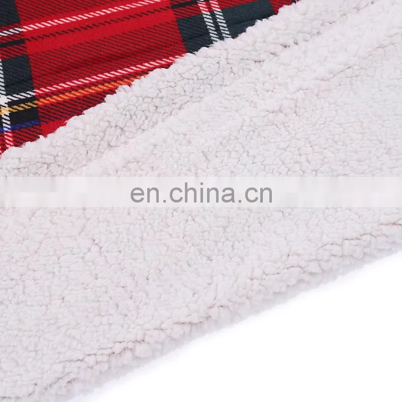 Christmas Plaid Plush Microfiber Checkered Decorative Sherpa Fleece Throw Blanket for Sofa