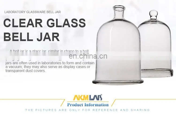 AKMLAB Laboratory Glass Dome Bell Jar With Ground-in Glass Stopper