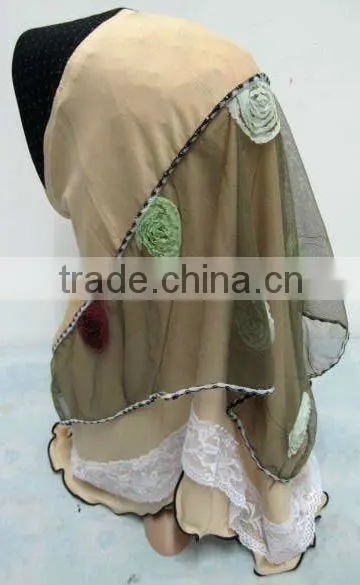A559 Fashion modern HIGH QUALITY ISLAMIC HEADSCARF ONE PIECE flower LONG MUSLIM HIJAB