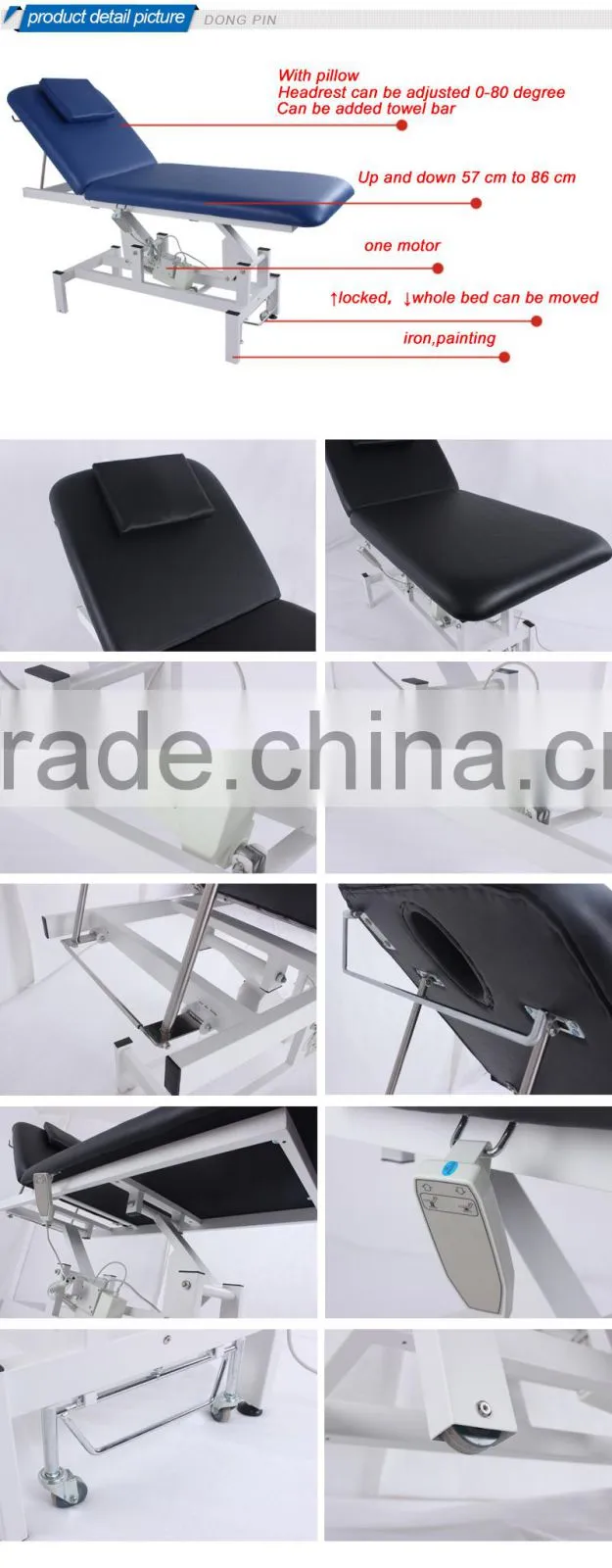 beauty salon furniture electric facial bed with one motor