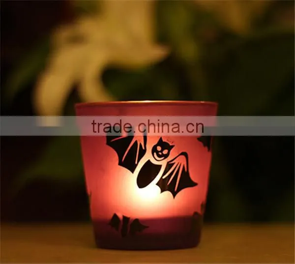 tabletop crackle glass votive candle holder bat image candlestick holders