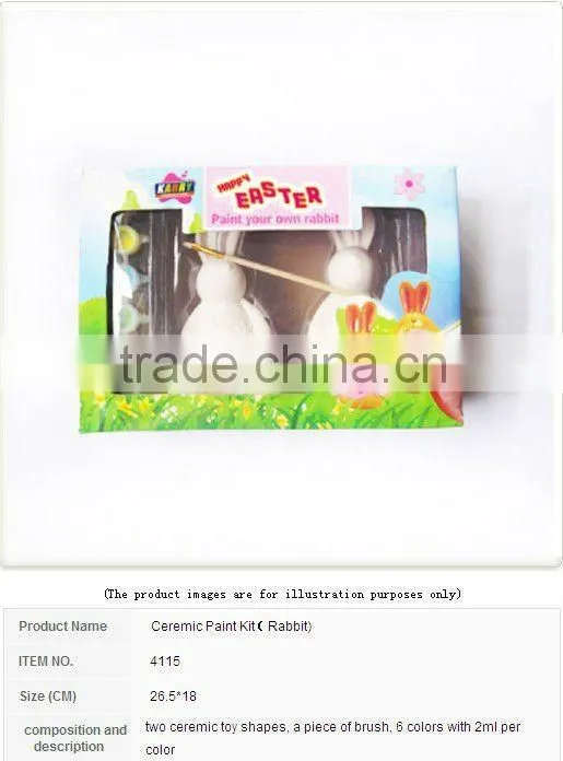 FROGS CERAMIC PAINT DIY 6 COLORS 5ML PER COLOR WITH 3 CERAMIC FROGS A BRUSH AND PALETTE