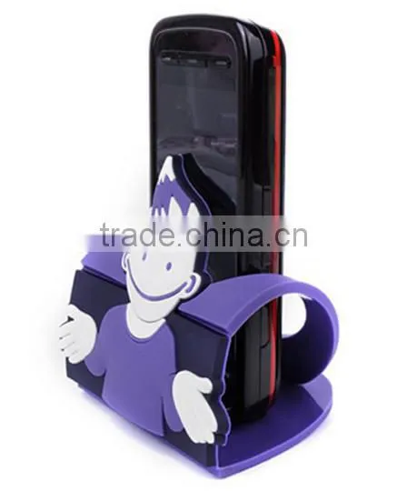 3D customized soft pvc rubber green phone holder, mobile stand