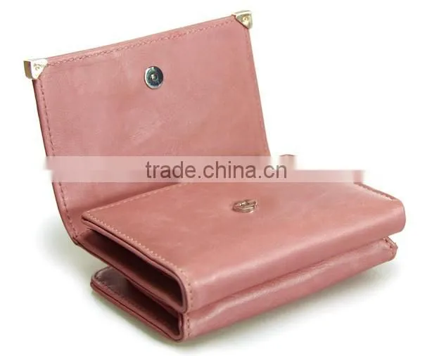 Vintage genuine leather short women wallet