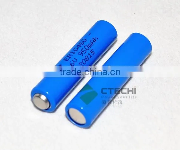 Primary lithium batteries Li-SOCl2 Energy type AAA size 3.6V 950mah ER10450