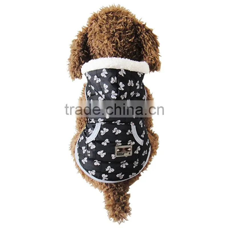 Bow Print Winter Coat Lamb Fabrics Dog Pet Vest