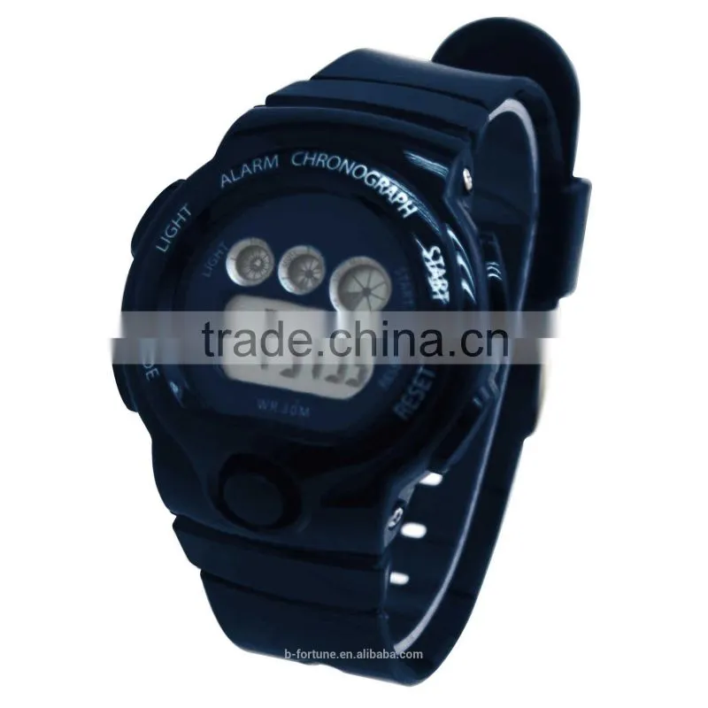 LP1340_BL Blue color Chrono Day Tech light pusher Multifunction Digital rubber Watch