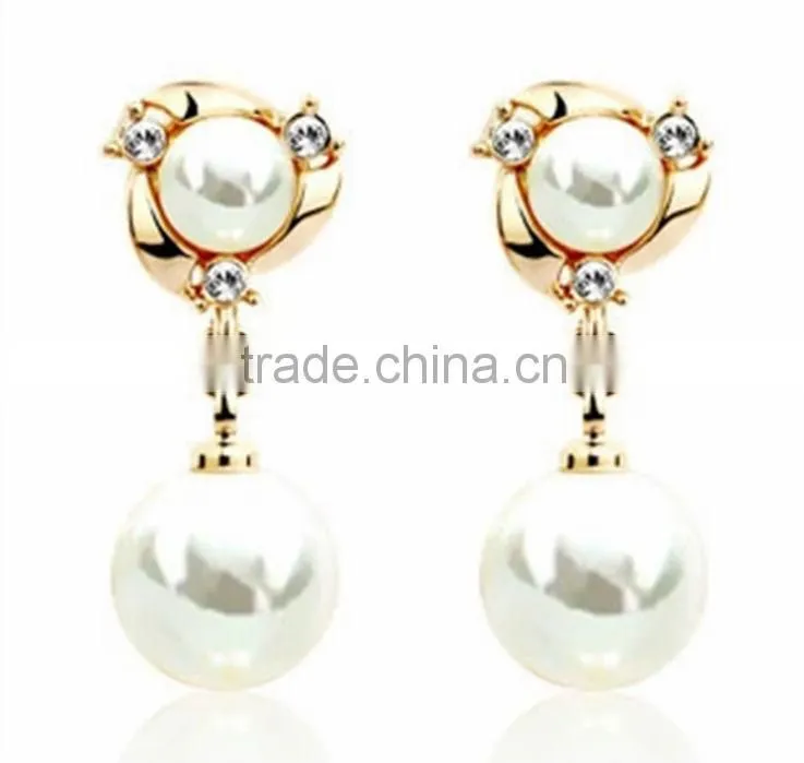 Crystal Rhinestone Pearl Dangle Earrings Pearl Bridal Earrings Elegant Pearl Bridal Earrings
