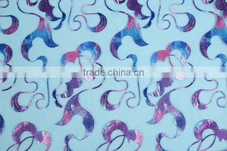 Nylon polyester cheap border printing dress lace tulle fabric