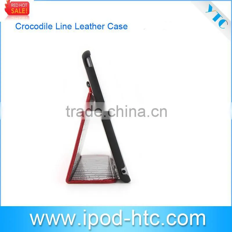 2014 Fashion crocodile design leather protective case , Flip Stand PU Leather Case Crocodile Cover