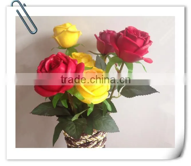 Long stem and low price PU real touch flower yellow rose