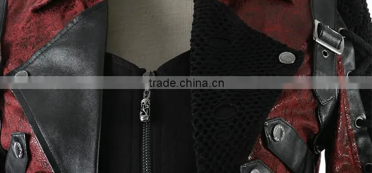 Y-349 red Gothic Punk Rave Studded Special Hot Punk Leather Jacket