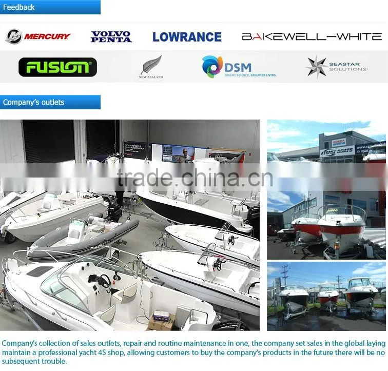 8m CE approved Fiberglass Rigid Inflatable Boat (7500 RIB)