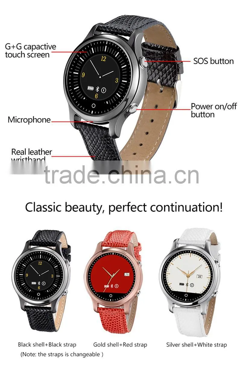 Bluetooth 4.0 IOS&Android Round Smart Watch S360 reloj inteligente with SOS / G-sensor