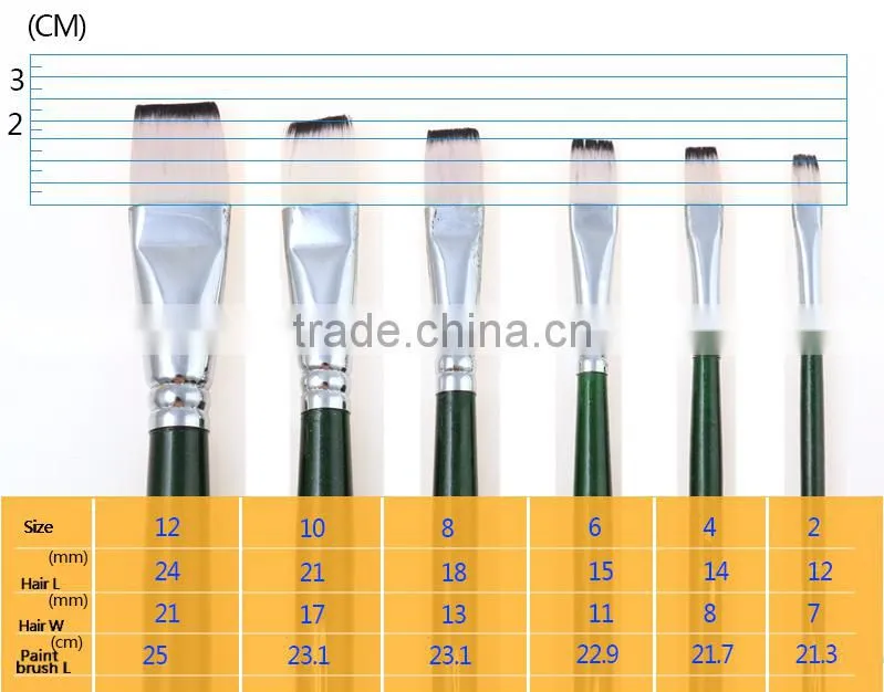 Free Sample 6Pcs High Grade Nylon Hair Wooden Handle Artist Paint Brush Set For Students