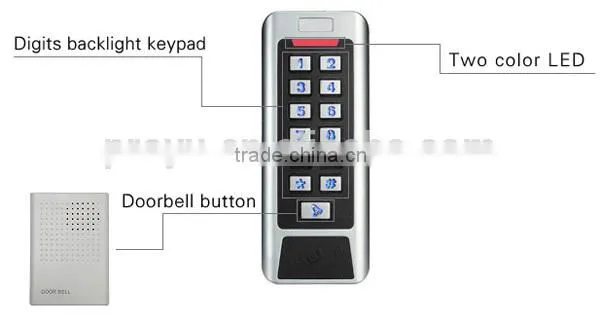 Metal Wiegand output standalone Waterproof keypad Access Control