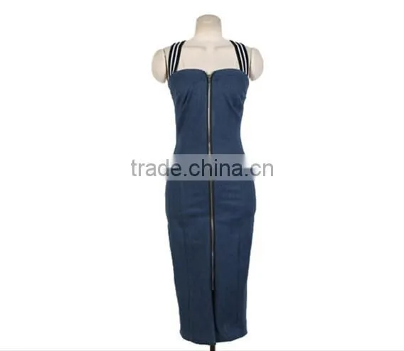 2015 fashion Hot young Girl Sexy Slim Women girls denim prom strap dress fashion sexy summer dress