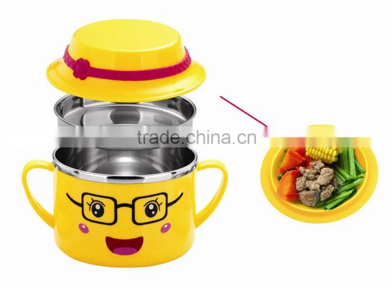 2015 latest product of china wholesale stainless steel kids rice dinnerware set