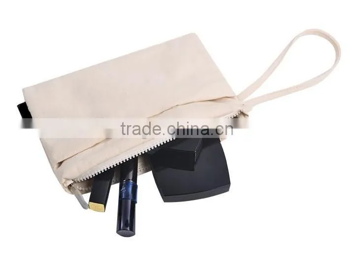 Natural plain cosmetic clutch beige toiletry bag