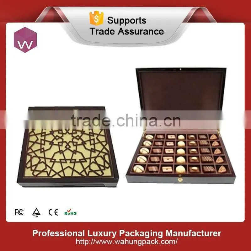 Empty inside black glossy painting chocolate box with two floors
