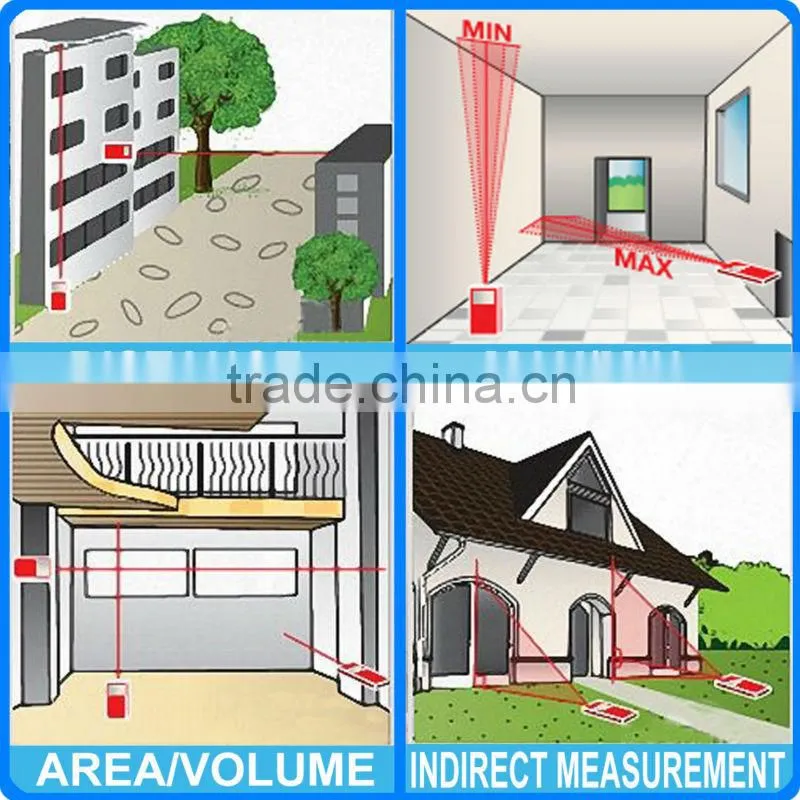 Accuracy 2mm 60m/196 ft Area Volume Measurer Range Finder Laser Distance Meter