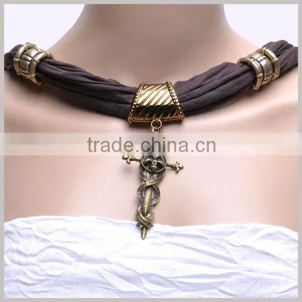 Spring fashion Bronze Skull Cross Necklace Jewelry scarve