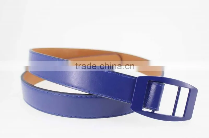 HOT 1 inch fashion PU leather belt dress for women with blue leather in yiwu