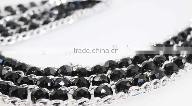 2015 fashion dress PU belt with hematite plastic beans accessories in yiwu