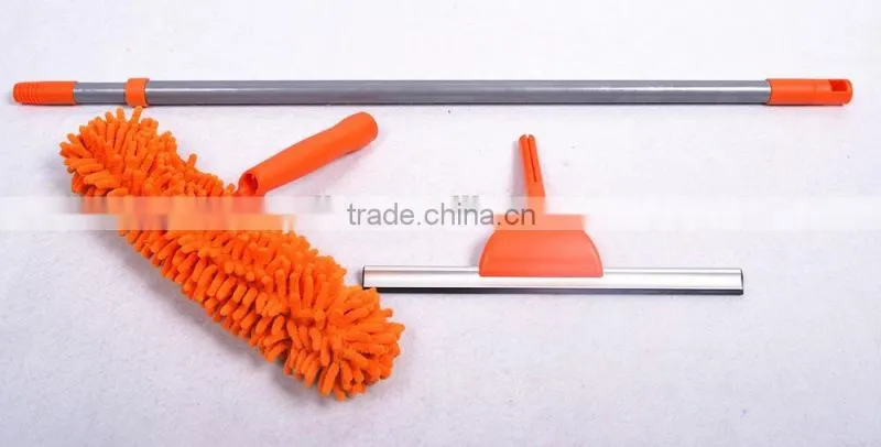 Colourful Plastic Shower Glass Wiper Telescopic Pole Cleaning Window Squeegee with Chenille Cloth