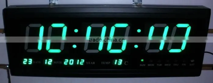 3" blue red green led digital wall clock/calender clock with tempeature for parking place,warehouse,office