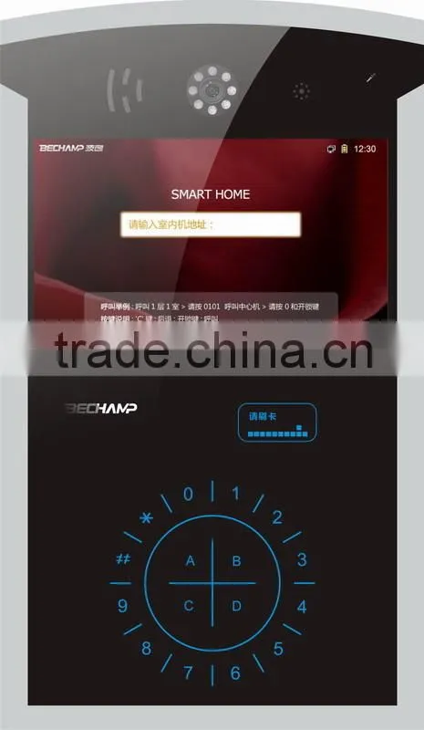 Video intercom system for 3-apartments with touch screen