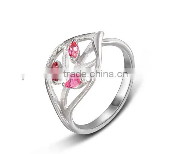 925 Silver Jewelry Ruby Diamond Ring