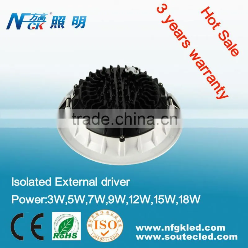 15W LED Down Lighting shenzhen factory 3 years warranty led lighting