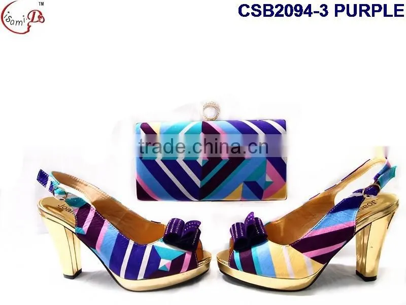 CSB2094 lovely elegant newest design pink/green shoes& bags for woman sandals with high heels matsh bags wedding /party shoe