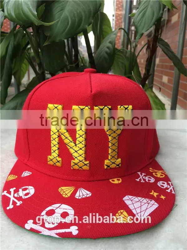 Baseball cap Street dance Punk Hip hop flat snapback visor hat skull letter embroidery