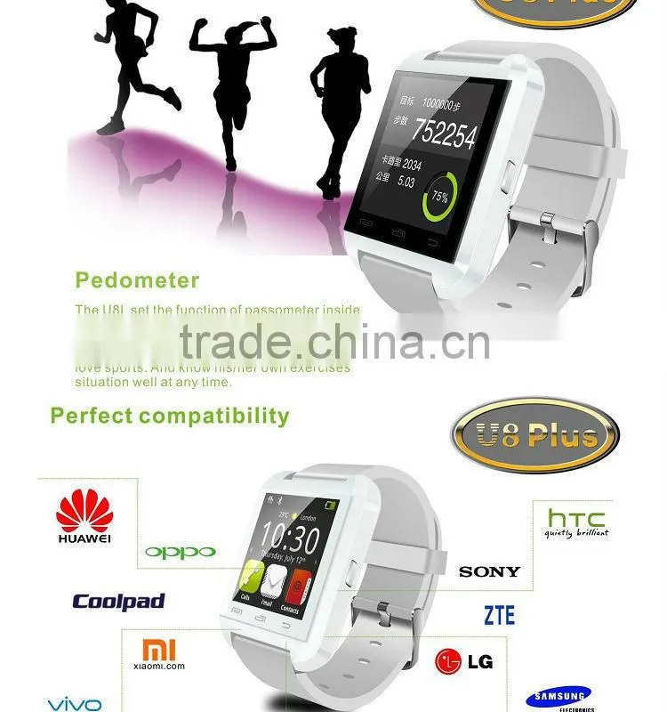 Bluetooth 4.1 version U8 smart watch for IOS and Android phones, 2015 new innovative products smart wrist watch, sports watches