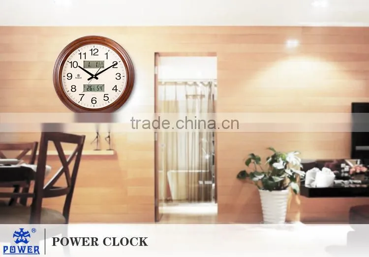Fashion and round digital wall clock,Wooden wall clock,LCD display with canlender clock,wall clocks with day and date