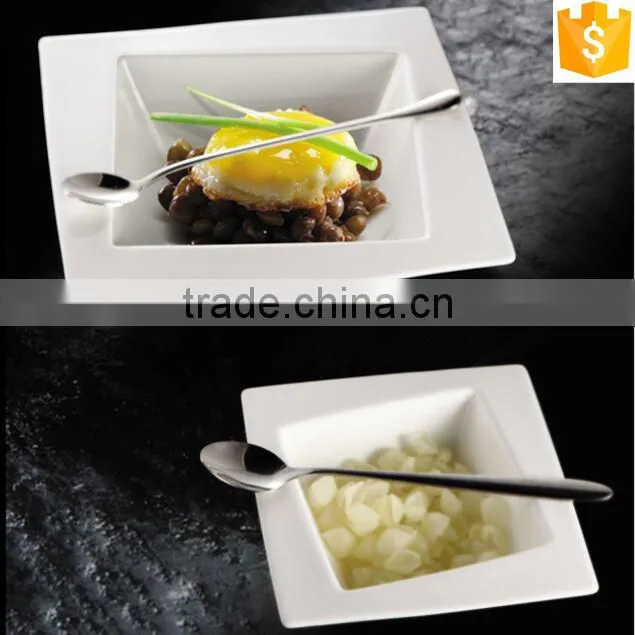 unique design 6" soup plates square shape ceramic bone china soup plates