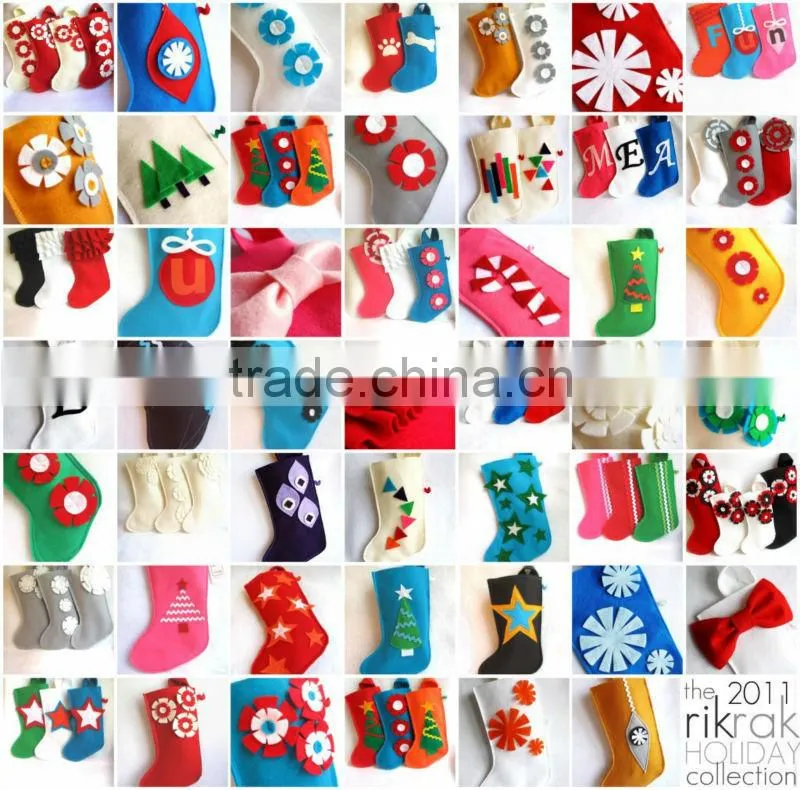 fabric felt red and white christmas socks ornament