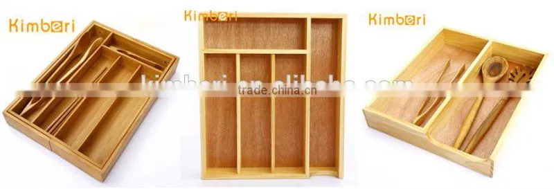 5-compartment bamboo cutlery serving tray