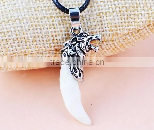 Tibet Punk Men's Cool Real Gothic Wolf Tooth Necklace Domineering Pendant