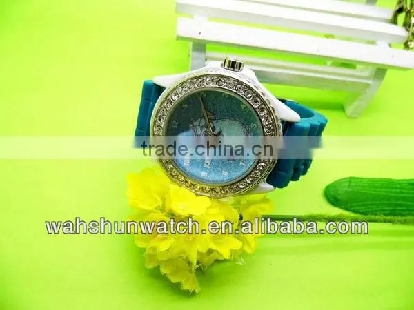 new silicone watch rhinestone silicone watch colorful silicone pattern wrist watch WS13242