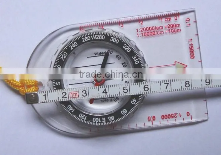 Outdoor sports gift plastic compass for kids hiking and camping with rope