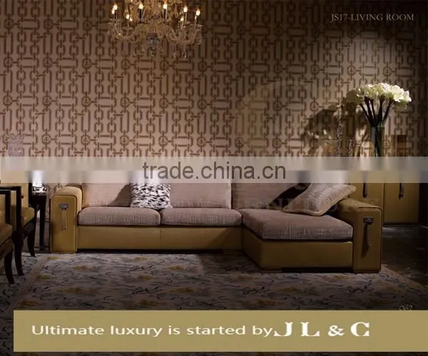 JS17-03 three seat sofa with solid wood in living room from JL&C luxury Home furniture latest sofa designs (China supplier)
