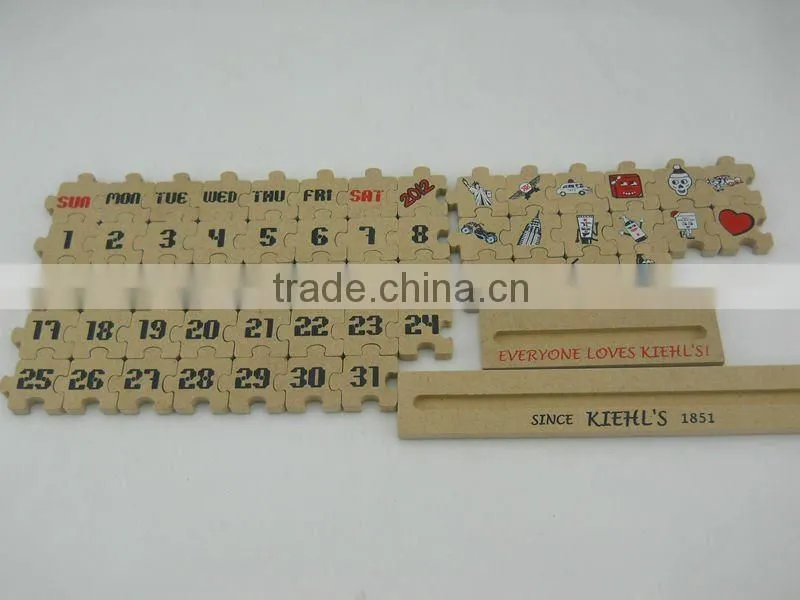 wooden children's calendar and jigsaw puzzle promotion for kids
