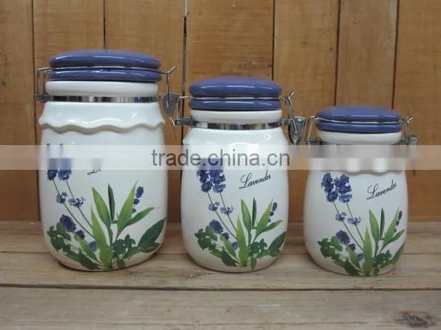 New lavender design ceramic food storage airtight jar