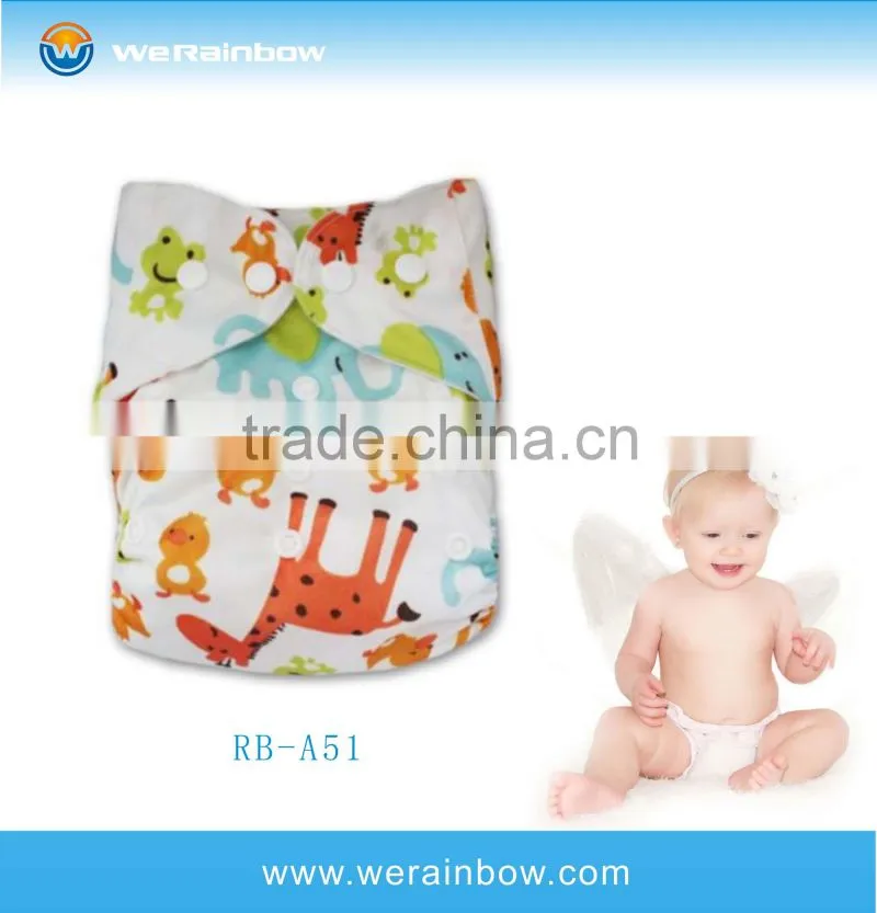 Cartoon Printed Baby Diaper Cover With Insert