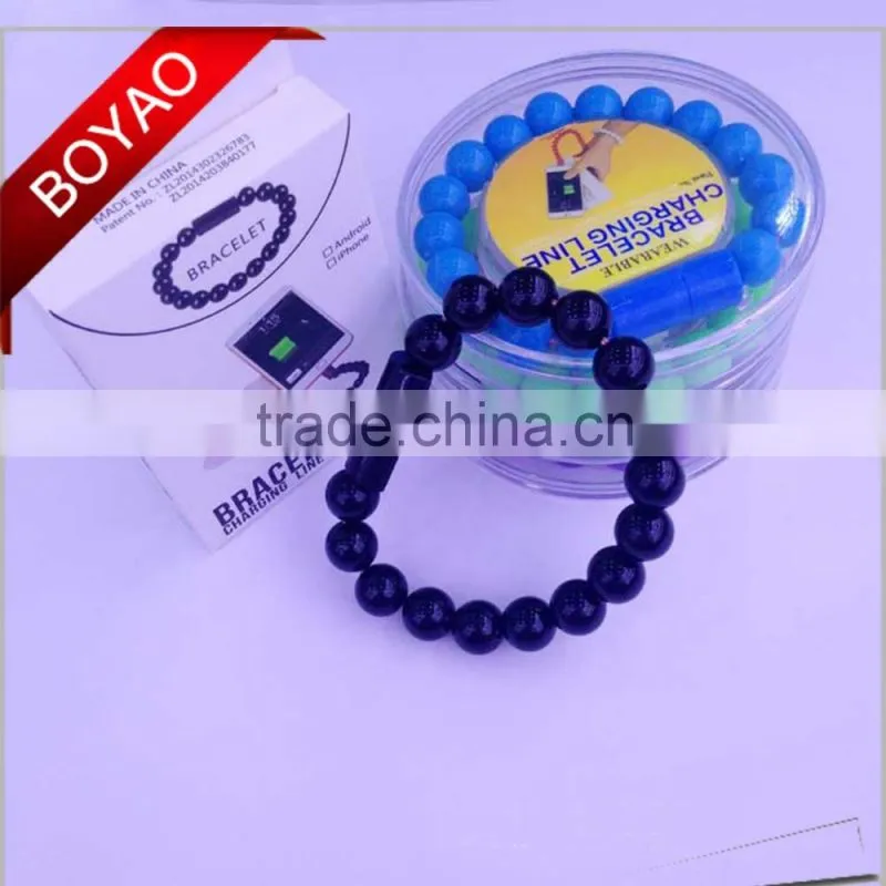 2016 High Quality Buddha Bead Bracelet usb cable, wearable bracelet usb cable, bracelet usb cable in 1m