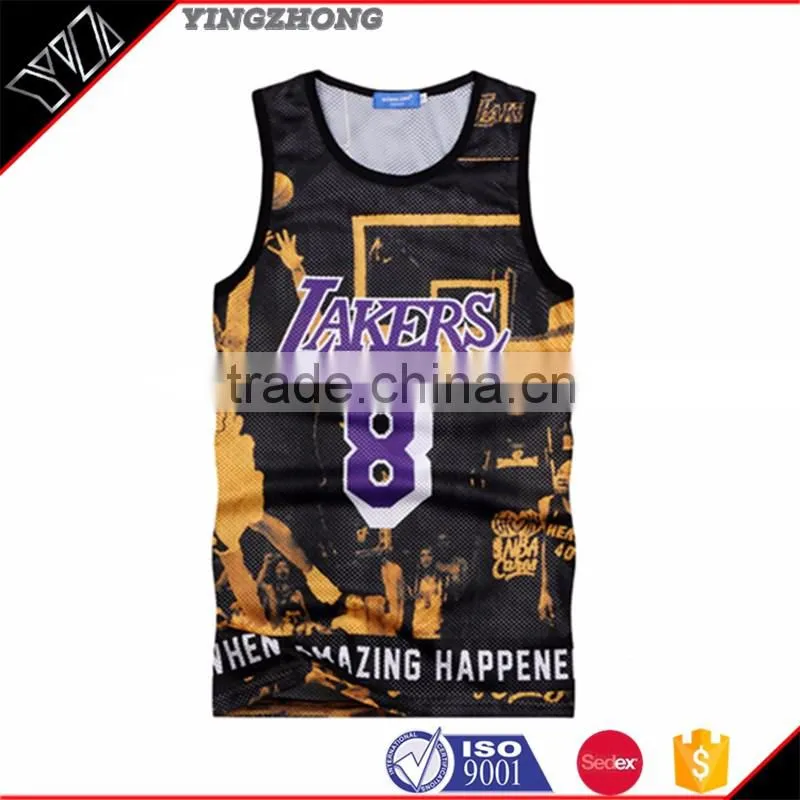 China Yingzhong Garment factory 2016 sublimation print custom bodybuilding stringer vest
